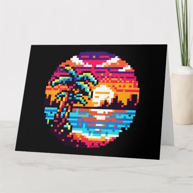 Carte Plage de coucher de soleil tropicale Relaxant Pixe (Devant)