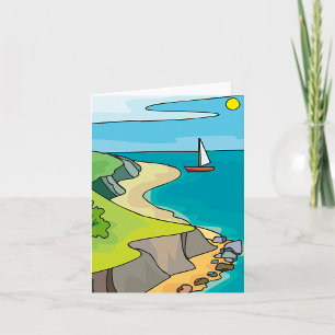 Carte Plage de falaise côtière voilier