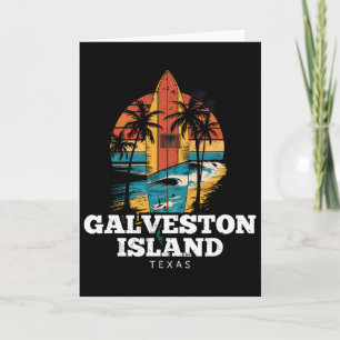 Carte Plage de l'île de Galveston Texas Planche de surf 