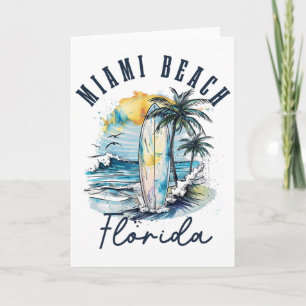 Carte Plage de Miami Floride Surf Vintage Surf Plage Sur