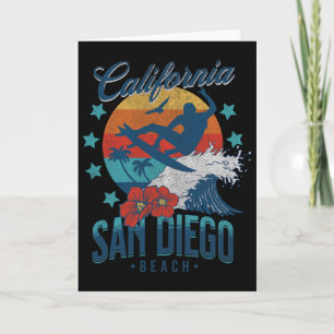 Carte Plage de San Diego Californie Surfant Vacance Vint