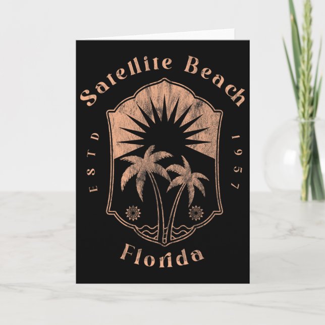 Carte Plage de Satellite Beach Floride Rétro Surfeur Pla (Devant)