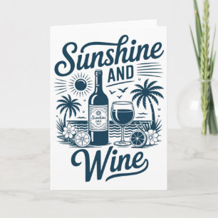 Carte Plage de vin et de soleil Rétro années 70 Vacances