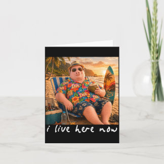 Carte Plage d'été drôle de surf Je vis ici maintenant