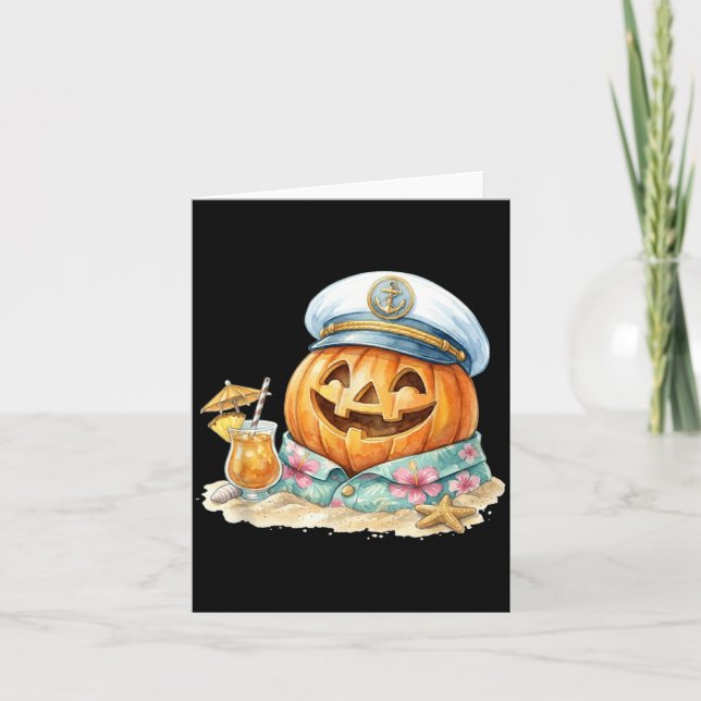 Carte Plage d'Halloween Citrouille Été Tropical (Devant)