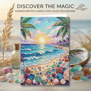 Carte Plage d'Impasto et verre de mer   Joyeux Anniversa