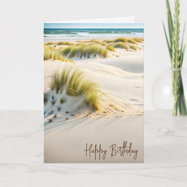 Carte Plage Dune Herbe Joyeux Anniversaire (Devant)