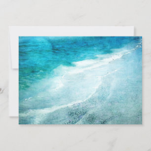 Carte Plage Retro - Côte Turquoise Bleu Océan Aquarelle