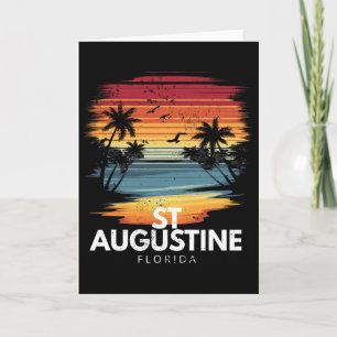 Carte Plage St Augustine Floride Surfboard Surf Vinta