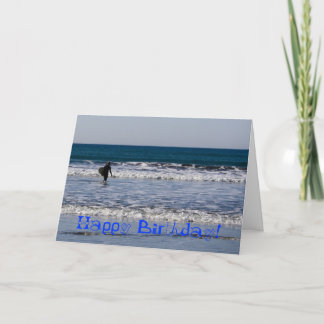 Carte Plage surfant le joyeux anniversaire