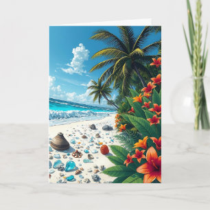 Carte Plage Tropicale Jolie Joyeux anniversaire