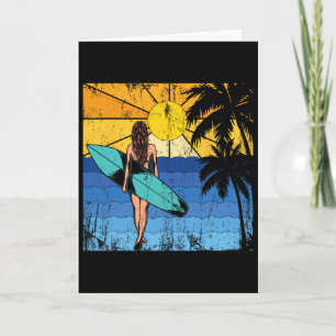 Carte Plage Tropicale Surf Coucher de Soleil Planche de