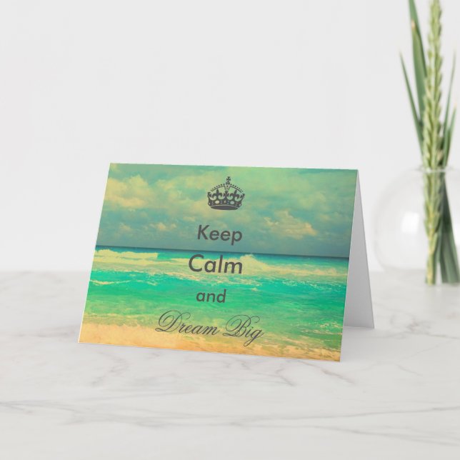 Carte Plage vintage "Keep Calm and Dream Big" (Devant)