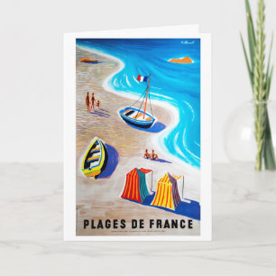 Carte Plages de France - Vintage Travel Poster