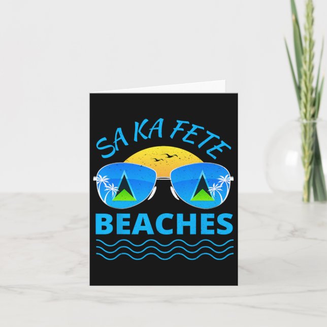 Carte Plages De Sa Ka Fete - Drapeau De Saint Lucian Sun (Devant)