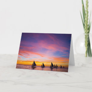 Carte Plages tropicales Sunset Sailboats, Phillipines