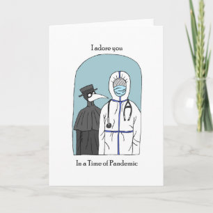 Carte Plague Doctor avec COVID docteur Drôle Je vous aim