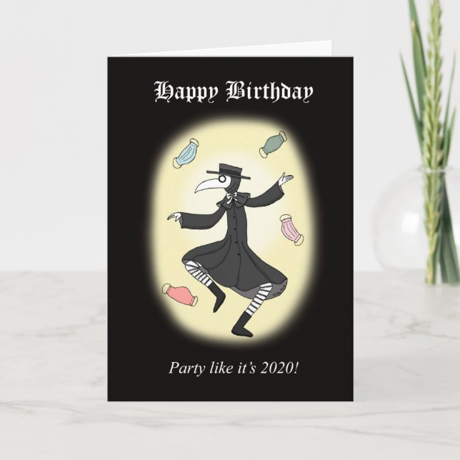 Carte Plague Doctor danse Funny Pandemic Anniversaire (Devant)