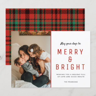 Carte Plaid Photo Famille de Noël Joyeuse et brill