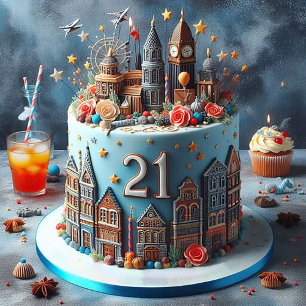 CARTE PLAISIR COSMOPOLITAN 21E ANNIVERSAIRE GÂTEAU