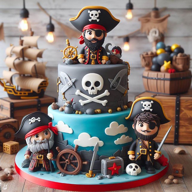 CARTE PLAISIR PIRATES THÈME ANNIVERSAIRE DE ENFANT GÂTEA (Créateur téléchargé)