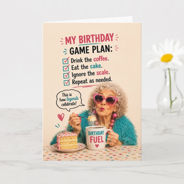 Carte Plan de fête d'anniversaire de senior sassy (Petite plante)