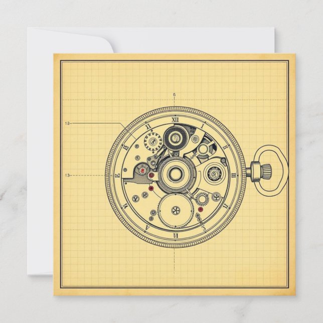 Carte Plan de montre de poche vintage (Devant)