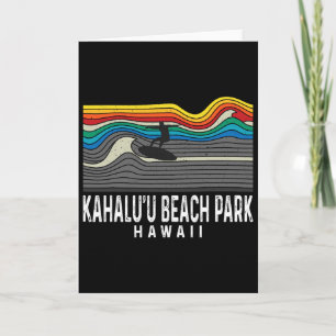 Carte Plan de plage rétro Kahalu'u Hawaii Surfeur Surf