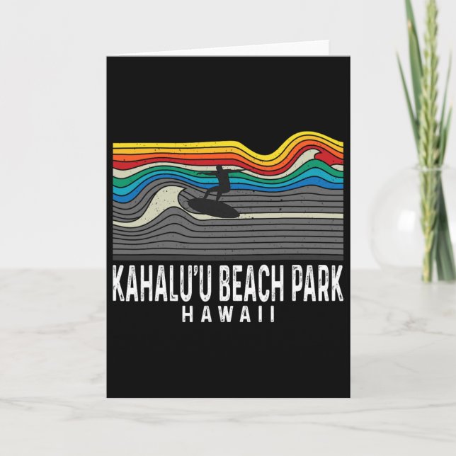 Carte Plan de plage rétro Kahalu'u Hawaii Surfeur Surf (Devant)