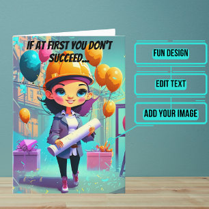 Carte Plan directeur et ingénieure femme Anniversaire