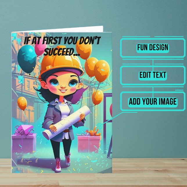 Carte Plan directeur et ingénieure femme Anniversaire (This lovely card is specifically for the engineer friend or family member in your life. )