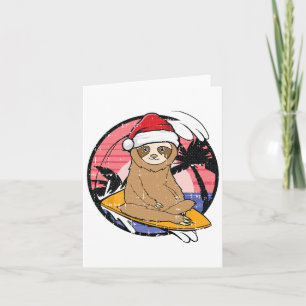 Carte Planche À Surf Fête Noël En Juillet Plage Vacat Ét