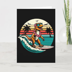 Carte Planche de surf dinosaure drôle plage été surfant 
