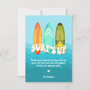 Carte Planche de surf pour anniversaire Merci