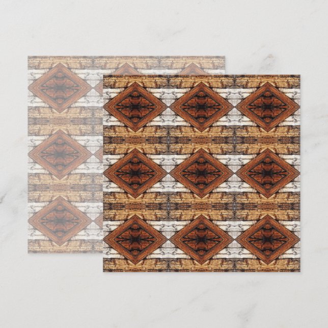 Carte Planches de bois patiné en motif diamant multimédi (Devant / Derrière)