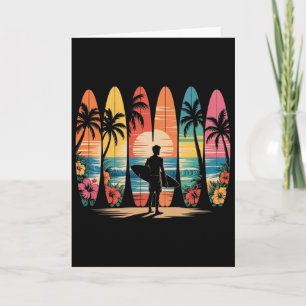 Carte Planchiste Hawaï Vague Passionné de Surf Plage Sur