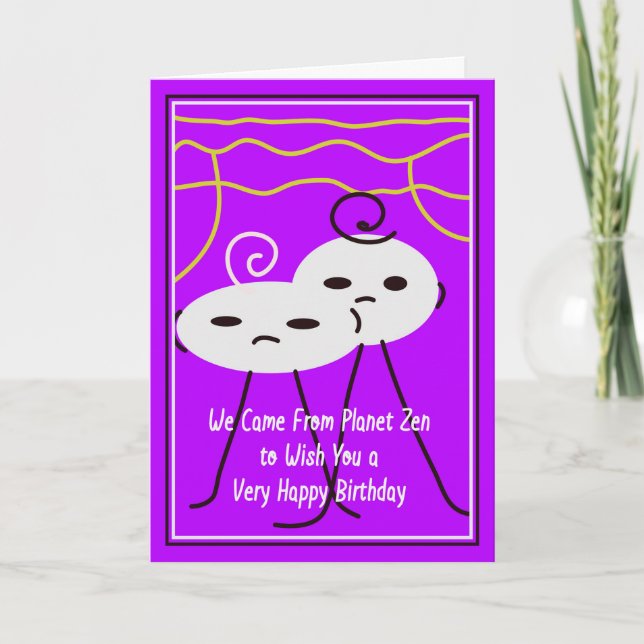 Carte Planète Zen Anniversaire pour un enfant en violet (Devant)