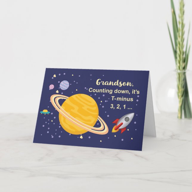Carte Planètes d'anniversaire de petit-fils dans (Devant)