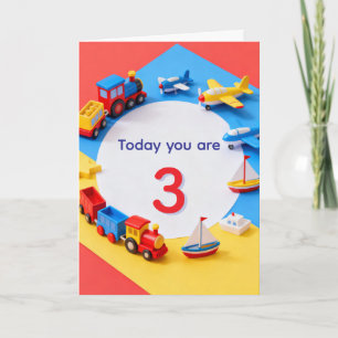 Carte Plans, Trains et Bateaux Anniversaire Enfant