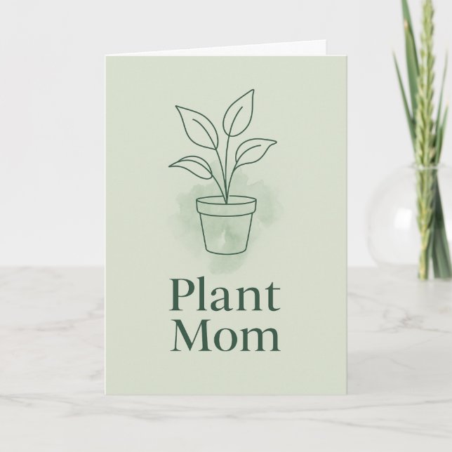 Carte Plant Mom Greeting Card – Minimal Line Art Botanic (Devant)