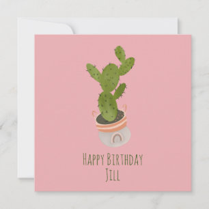 Carte Plante de cactus arc-en-ciel dessinée à la main po