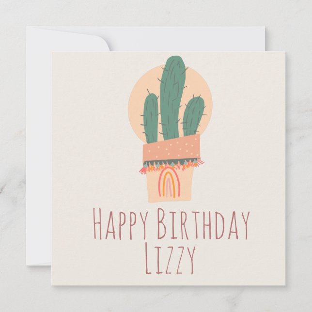Carte Plante de cactus moderne en pot Anniversaire arc-e (Devant)
