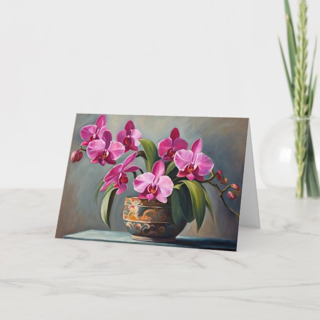 Carte Plante de fleur d'orchidée rose en fleurs  (Devant)