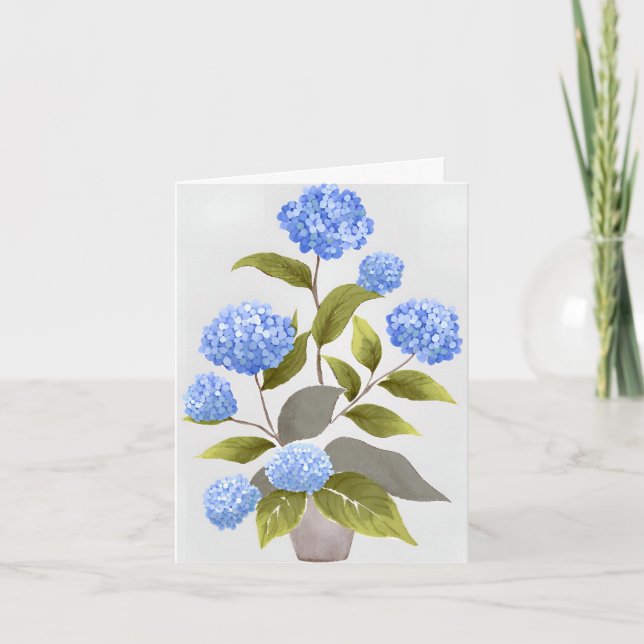 Carte Plante d'hortensia bleu | Aquarelle florale magnif (Devant)
