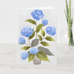 Carte Plante d'hortensia bleu   Aquarelle florale magnif