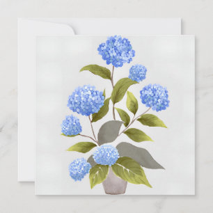 Carte Plante d'hortensia bleu   Aquarelle florale magnif
