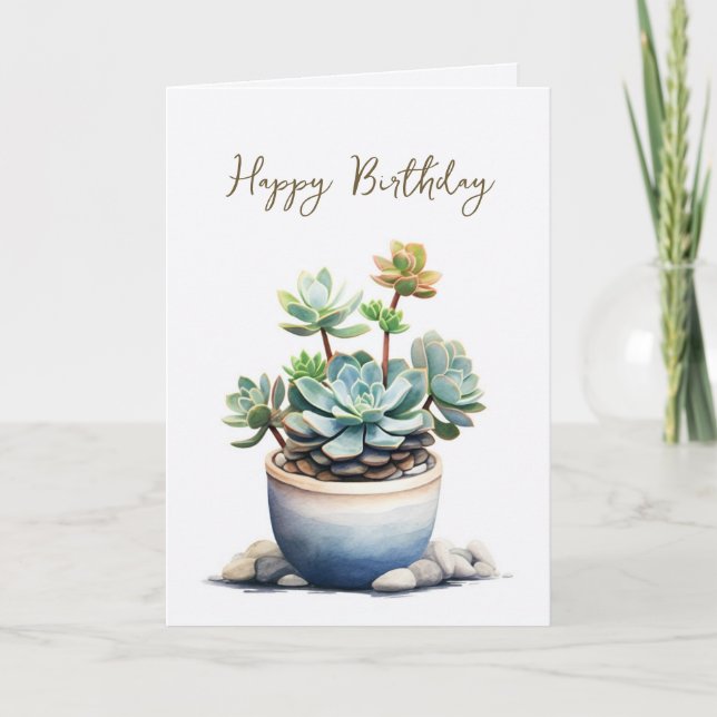 Carte Plante succulent avec pierres Anniversaire (Devant)