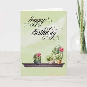 Carte Plantes de cactus jolies en pot Succulente Anniver