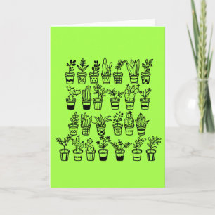 Carte Plantes gribouillées mignonnes en pots 