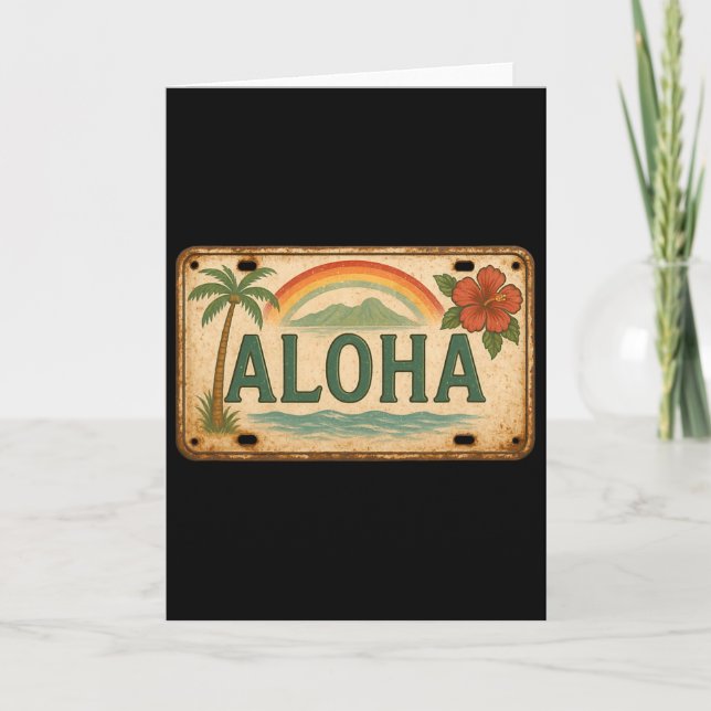 Carte Plaque d'immatriculation Vintage Aloha Hawaï  (Devant)